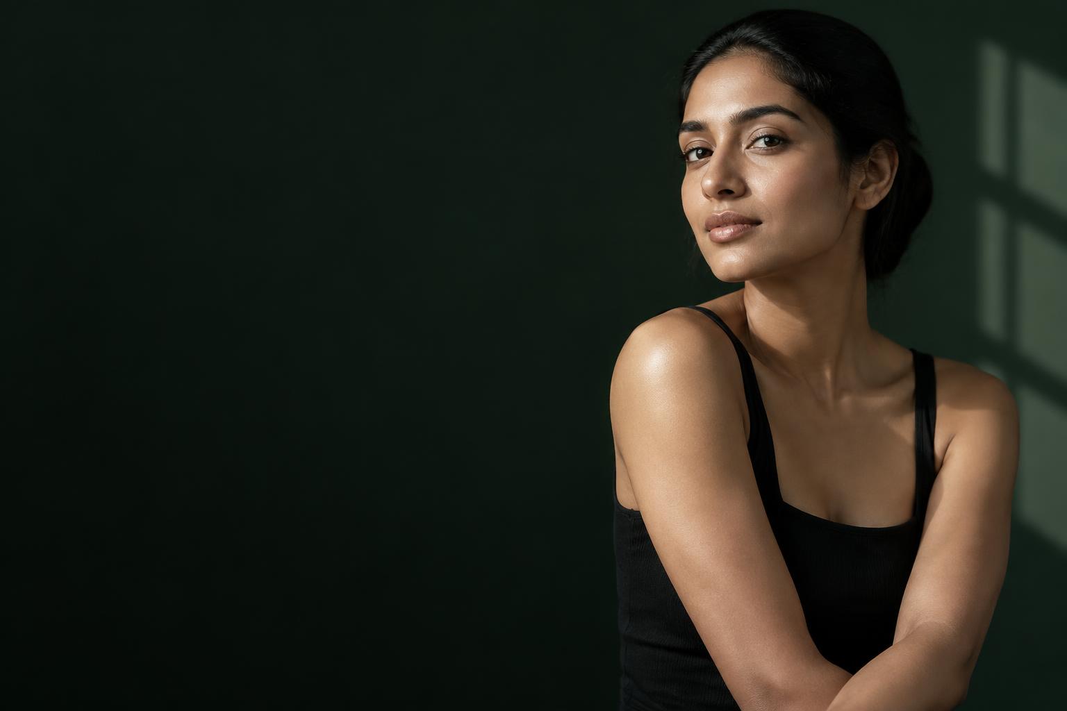 Woman with smooth skin after laser hair reduction